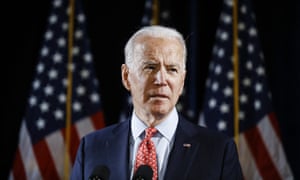 Joe Biden speaks about the coronavirus in Wilmington, Delaware in March.