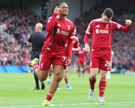 Rio Ngumoha sparks Liverpool win over wasteful Fulham with first Anfield goal | Premier League | The Guardian