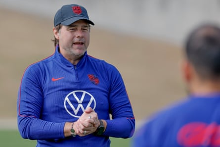 US Men’s National Team head coach Mauricio Pochettino (L) leads a training session with the team in Marietta, Georgia, USA, 27 March 2026. The USMNT will play Belgium in an international friendly soccer match in Atlanta, Georgia, 28 March 2026. EPA/ERIK S. LESSER