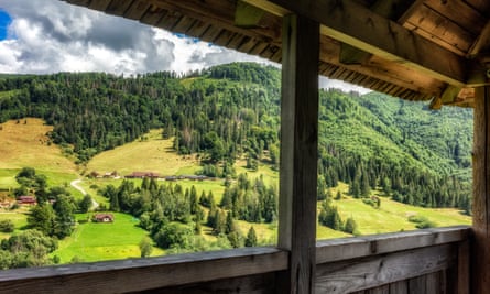 A view from a watchtower of Muránska planina national park in Slovakia.