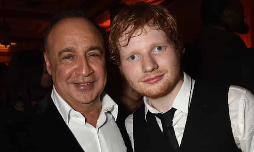 Blavatnik pictured with the singer Ed Sheeran at a party after the Brit Awards in February.