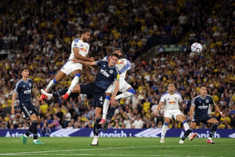 Dominic Calvert-Lewin of Leeds United scores his team's second goal.