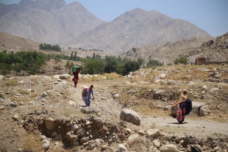 People flee areas taken over by Taliban militants in eastern Afghanistan.