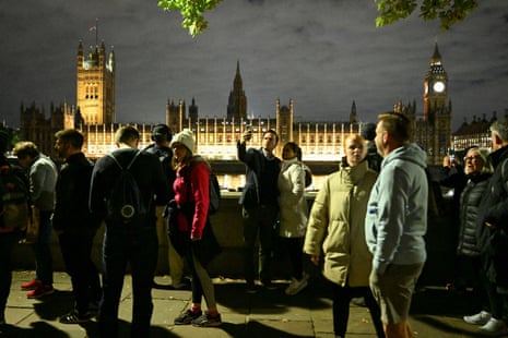 People queueing outside Westminster Hall, London on 16 September to pay their respects to the late Queen Elizabeth II during the lying in state
