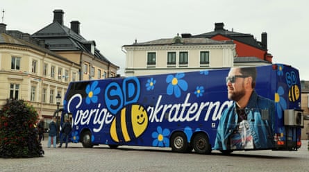 A Sweden Democrats campaign bus.