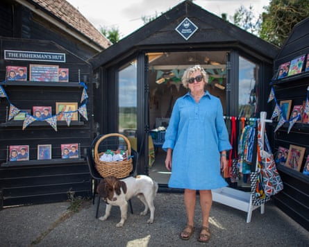 Rachel Robinson sells her textiles at Dunwich beach.