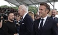 International commemorative ceremony for 80th anniversary of D-Day<br>epa11393781 France's President Emmanuel Macron (R), US President Joe Biden (2-R), Ukrainian President Volodymyr Zelensky (2-L) and Czech President Petr Pavel (L) attend the commemorative ceremony with dozens of heads of States and more than 200 veterans for the 80th anniversary of D-Day landings in Normandy at Omaha Beach, Saint-Laurent-sur-Mer, France, 06 June 2024. More than 160.000 Western allied troops landed on beaches in Normandy on 6 June 1944 launching the liberation of Western Europe from Nazi occupation during World War II. EPA/CHRISTOPHE PETIT TESSON
