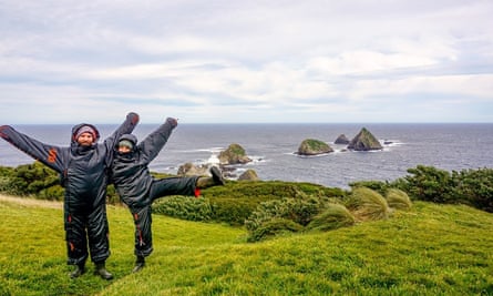 Hannah Sutton and her partner, Grant, on Maatsuyker Island