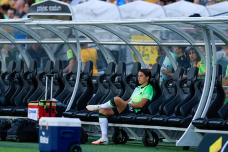 Sam Kerr looks on during the warm up.
