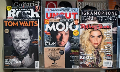 A 2020 issue of Mojo, complete with cover CD, in a newsagent.