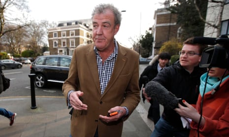 Jeremy Clarkson leaves his home before learning of his dismissal.