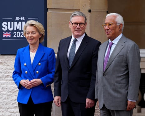 Ursula von der Leyen, Keir Starmer and António Costa arrive to attend the UK-EU Summit at Lancaster House in London in May last year.