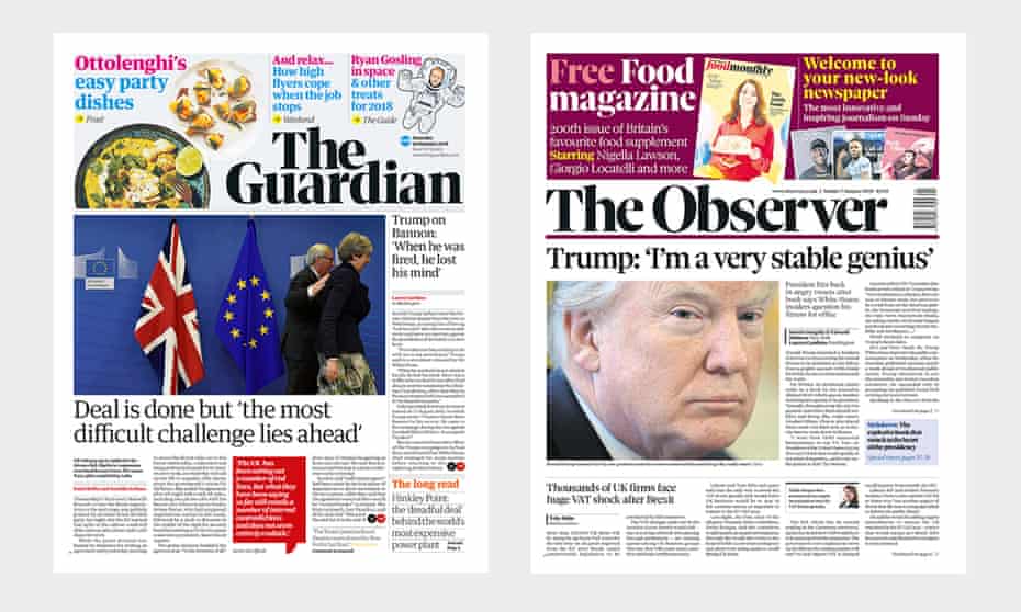 The new Guardian and Observer front pages