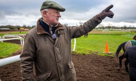 Willie Mullins supervises work at his stables in Co Carlow.