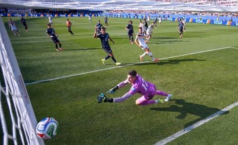 Germany's Kai Havertz scores their first goal past Paraguay's Orlando Gill.