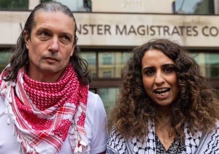 Palestine Action co-founders Richard Barnard and Huda Ammori.