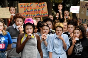 Protesters participate in a ‘sea of Greta Thunbergs’ before the start of the The Global Strike 4 Climate rally Melbourne.