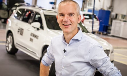 Erik Coelingh, Senior Technical Leader at Volvo Cars, with the very first autonomous XC90 that will be used in the Drive Me project in Gothenburg.