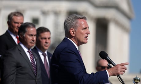 Kevin McCarthy, the House minority leader, told Punchbowl News: ‘I think people are going to be sitting in a recession and they’re not going to write a blank cheque to Ukraine.’
