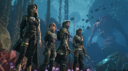 Lune (Kirsty Rider), Maelle (Jennifer English), Gustave (Charlie Cox) and Sciel (Shala Nyx).