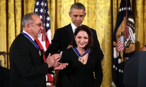 President Obama presents the Presidential Medal Of Freedom award to Emilio and Gloria Estefan.