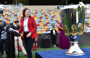 Annastacia Palaszczuk on 2 September at the announcement that Brisbane will host the AFL grand final.