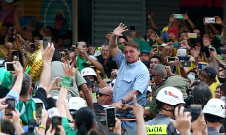 President of Brazil Jair Bolsonaro waves to supporters during a demonstration on Brazil’s Independence Day in São Paulo.