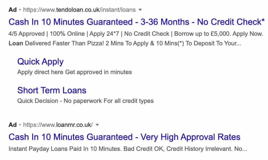 Loan ads on Google.