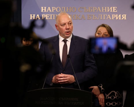 Bulgarian prime minister Rosen Zhelyazkov speaks to the media before announcing the resignation of his government, in Sofia, Bulgaria.