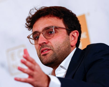 Man at press event