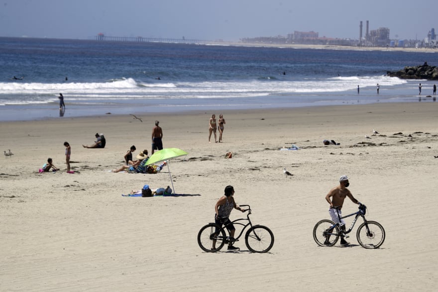 Officials say the number of people at Newport Beach over the weekend was far fewer than usual.