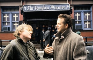 With Mickey Rourke on the set of Angel Heart, 1987