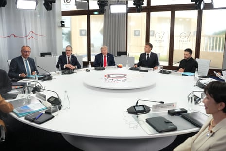 Some of the G7 leaders at the summit in Evian-les-Bains, central-eastern France, on 16 June 2026.
