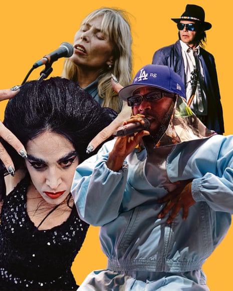 Composite picture of Joni Mitchell, Diamanda Galas, Kendrick Lamar and Neil Young