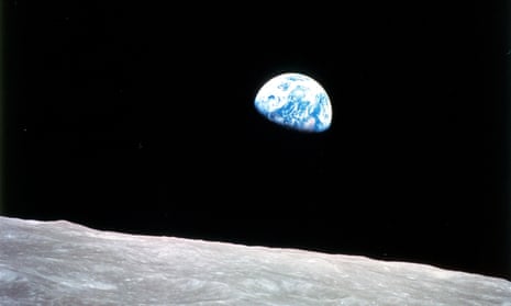 Earth seen rising above the moon