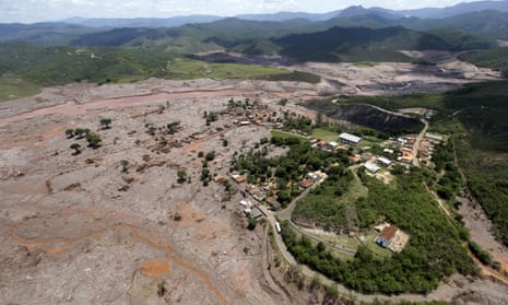 A general view of Bento Rodigues district, which was covered with mud after a dam owned by Vale and BHP Billiton burst.