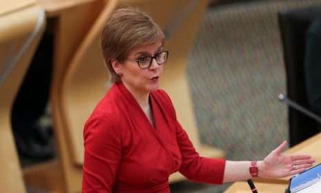 Nicola Sturgeon makes a statement on the easing of Covid-19 lockdown restrictions, at the Scottish parliament in Edinburgh.