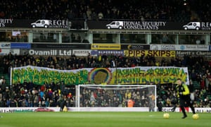 Norwich City fans display a banner in honour of Justin Fashanu’s goal against Liverpool which won the 1979/80 goal of the season award.