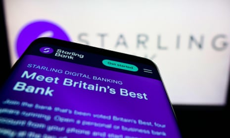 Starling bank app on a mobile phone