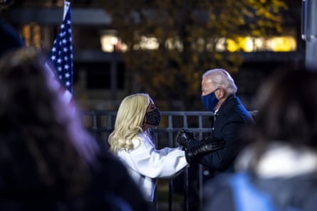 Lady Gaga and Joe Biden at an election eve rally in Pittsburgh.