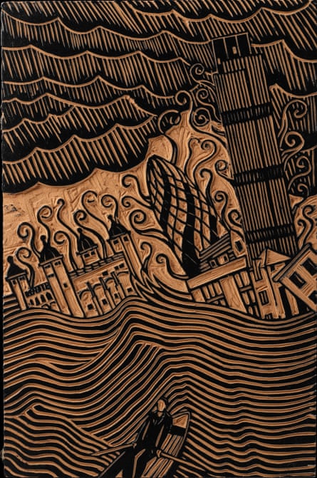 Inoffensive … London Views (6 of 14), lino cut print block.