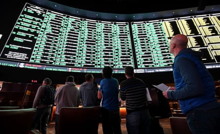 Bettors line up to place wagers after more than 400 proposition bets for Super Bowl LI between the Atlanta Falcons and the New England Patriots were posted at the Race & Sports SuperBook at the Westgate Las Vegas Resort & Casino on 26 January 2017.