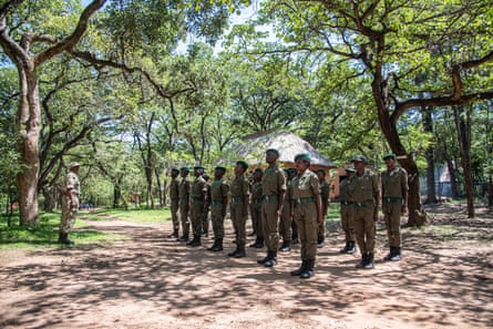 Scouts being trained to patrol the Kasanka national park
