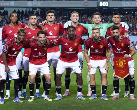 Patrick Dorgu (bottom row, centre) scored for United against Bournemouth and impressed Ruben Amorim.