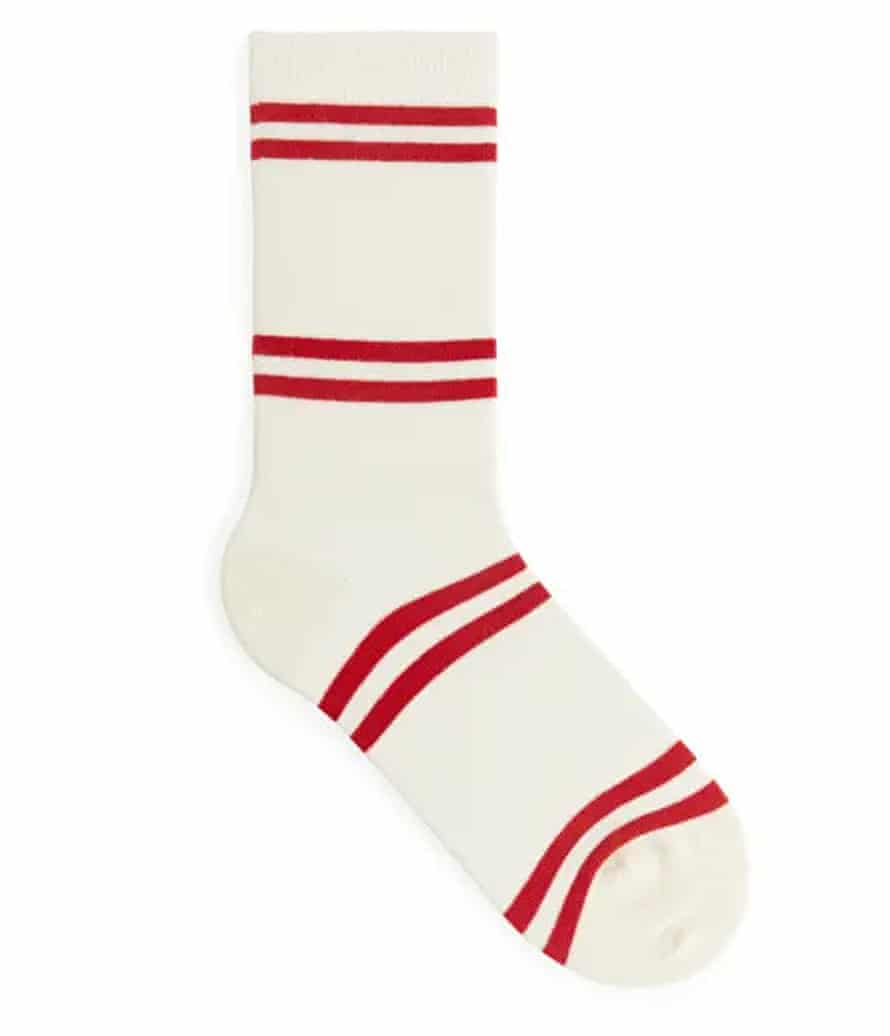 Arket red and white striped socks spring summer 2022 fashion trend