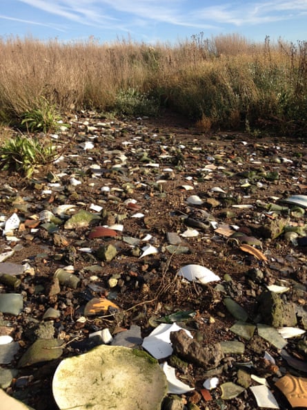 Landfill eroding at East Tilbury in Essex