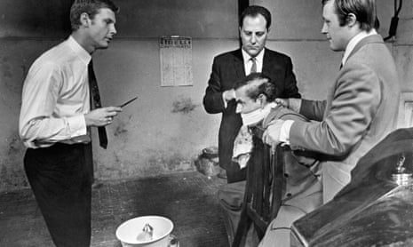 Litvinoff based this scene from Performance on his own beatings by the Krays. James Fox is on the left, with real-life hardman John Bindon far right. 