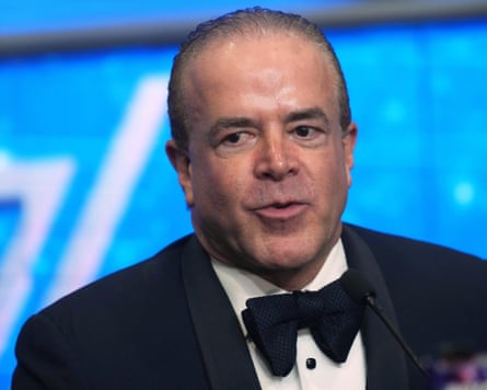 Raúl Rocha Cantú at a Miss Universe press conference this month