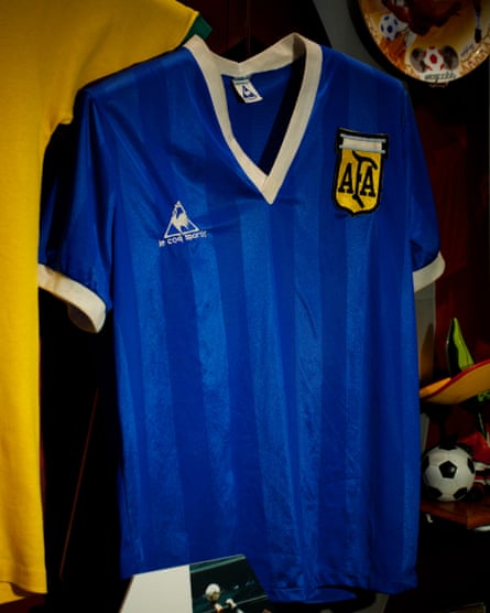 Maradonna’s shirt from the 1986 Hand of God match vs England at the National Football Museum in Manchester.