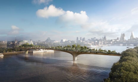 An artist’s impression of the proposed garden bridge across the River Thames
